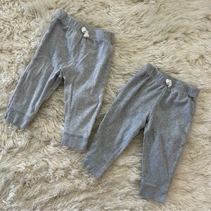 Carter’s Grey Cotton Baby Joggers Leggings Bottoms Set of Two Size 12 Months